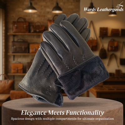 Henry | Deer Pattern Goatskin Winter Gloves for Men