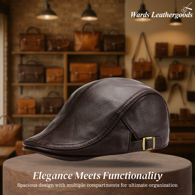 Hanz | Genuine Leather Adjustable Fit Newsboy Cap