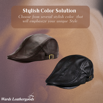 Hanz | Genuine Leather Adjustable Fit Newsboy Cap