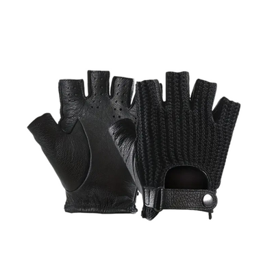 Cillian | Leather Knit Fingerless Driving Gloves (BUY 1 GET 1 FREE)