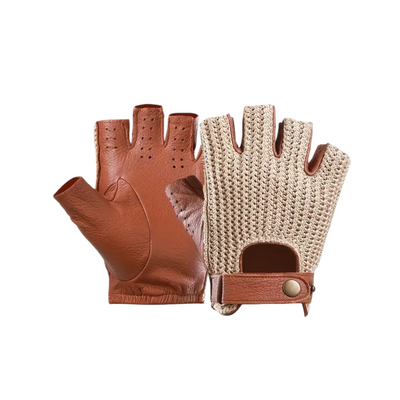 Cillian | Leather Knit Fingerless Driving Gloves (BUY 1 GET 1 FREE)