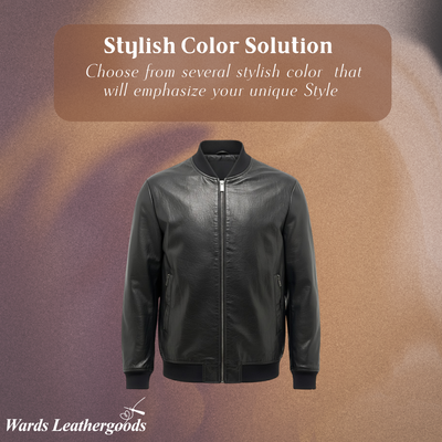 Raymund | Zip-Up Black Bomber Leather Jacket