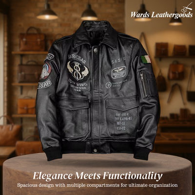 Greg | Men’s Patched Embroidered Leather Jacket