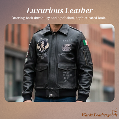 Greg | Men’s Patched Embroidered Leather Jacket