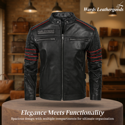 Darwin | Graphic Embroidered Leather Motorcycle Jacket