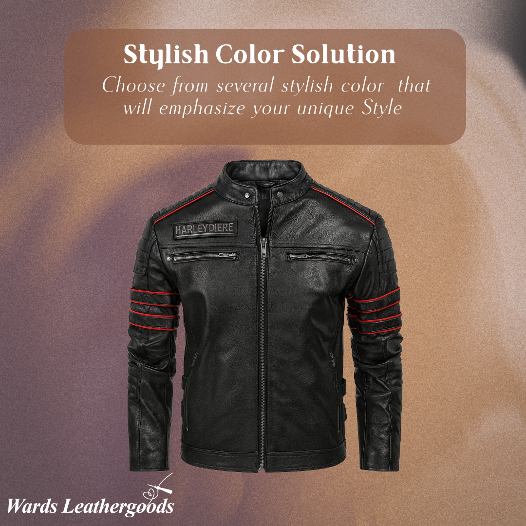Darwin | Graphic Embroidered Leather Motorcycle Jacket