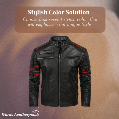 Darwin | Graphic Embroidered Leather Motorcycle Jacket