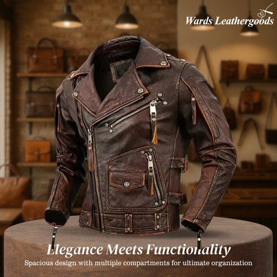 Leif | Retro Slim Fit Leather Motorcycle Jacket