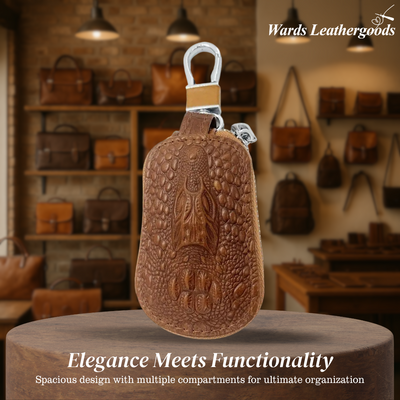 Bruno | Crocodile Embossed Leather Key Case