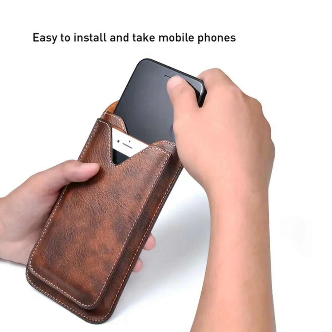 Xavier | Carabiner Clip Leather Phone Holster