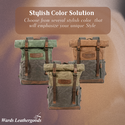 Calvin | Waterproof Canvas Roll-Top Backpack