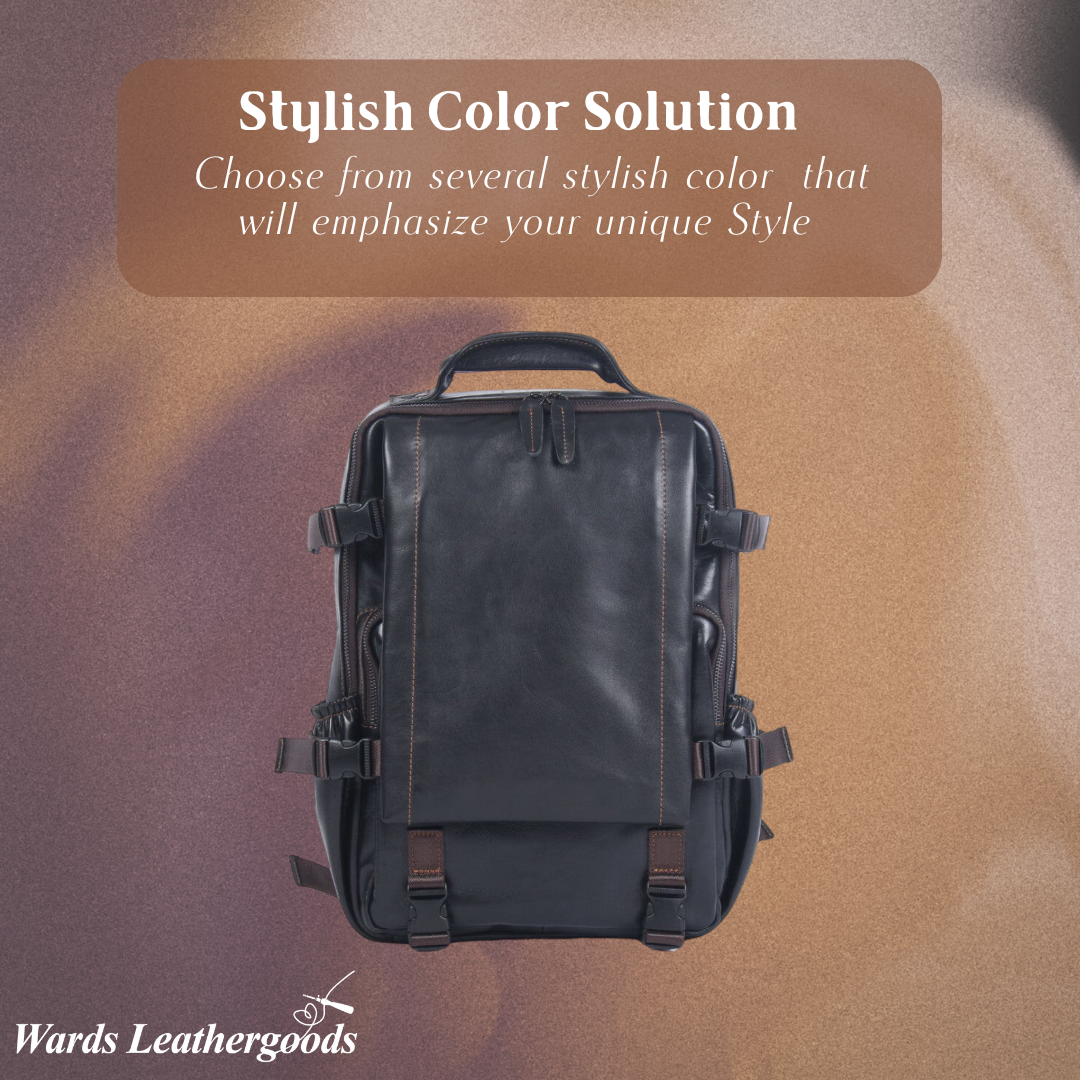 Griffin | Men's Black Leather Backpack for Work and Travel