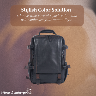 Griffin | Men's Black Leather Backpack for Work and Travel