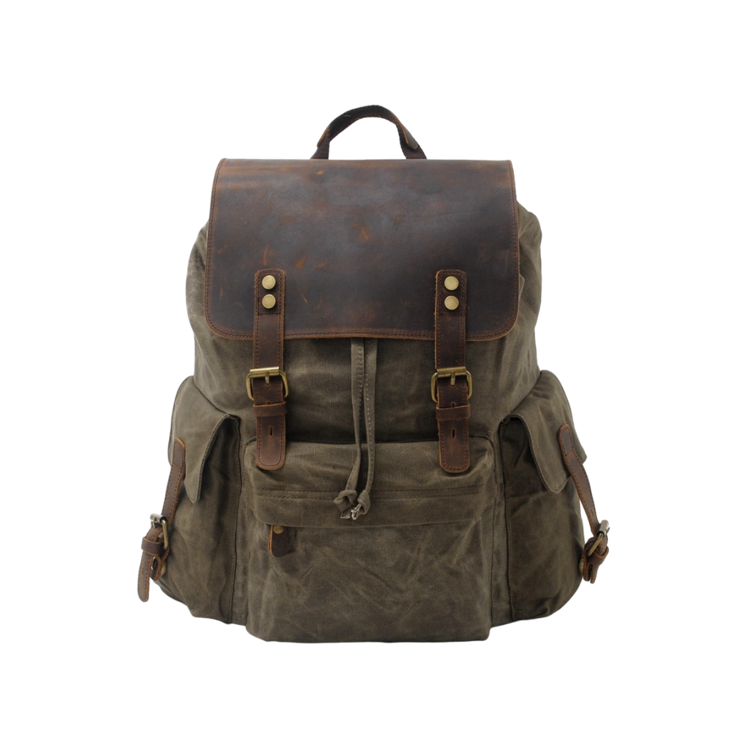 Joey | Classic Waxed Canvas with Leather Flap | Backpack