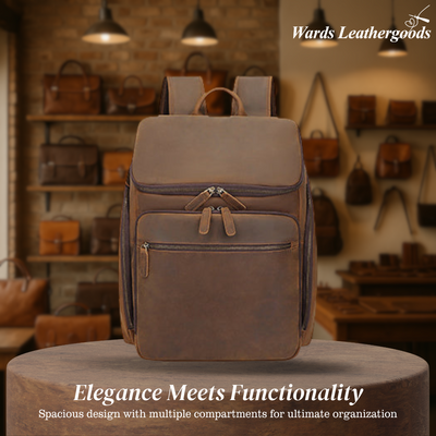 Laurent | Classic Leather with Front Pocket | Backpack