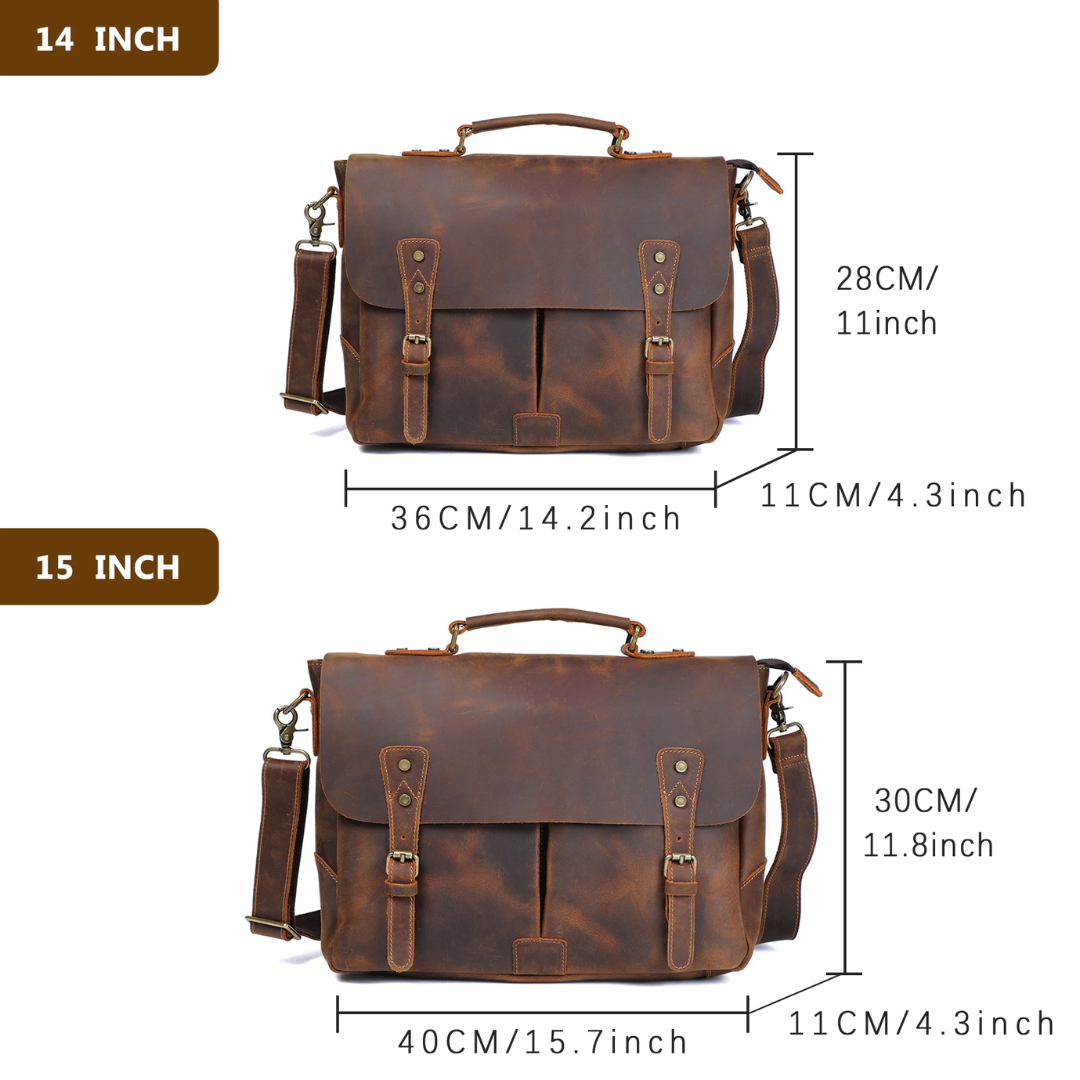 Beau | Vintage Leather Messenger with Classic Buckle Flap