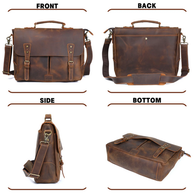 Beau | Vintage Leather Messenger with Classic Buckle Flap