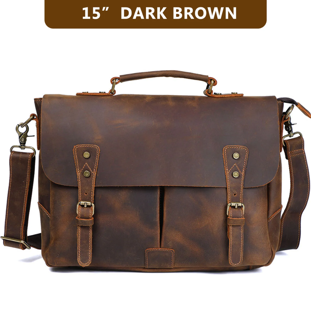 Beau | Vintage Leather Messenger with Classic Buckle Flap