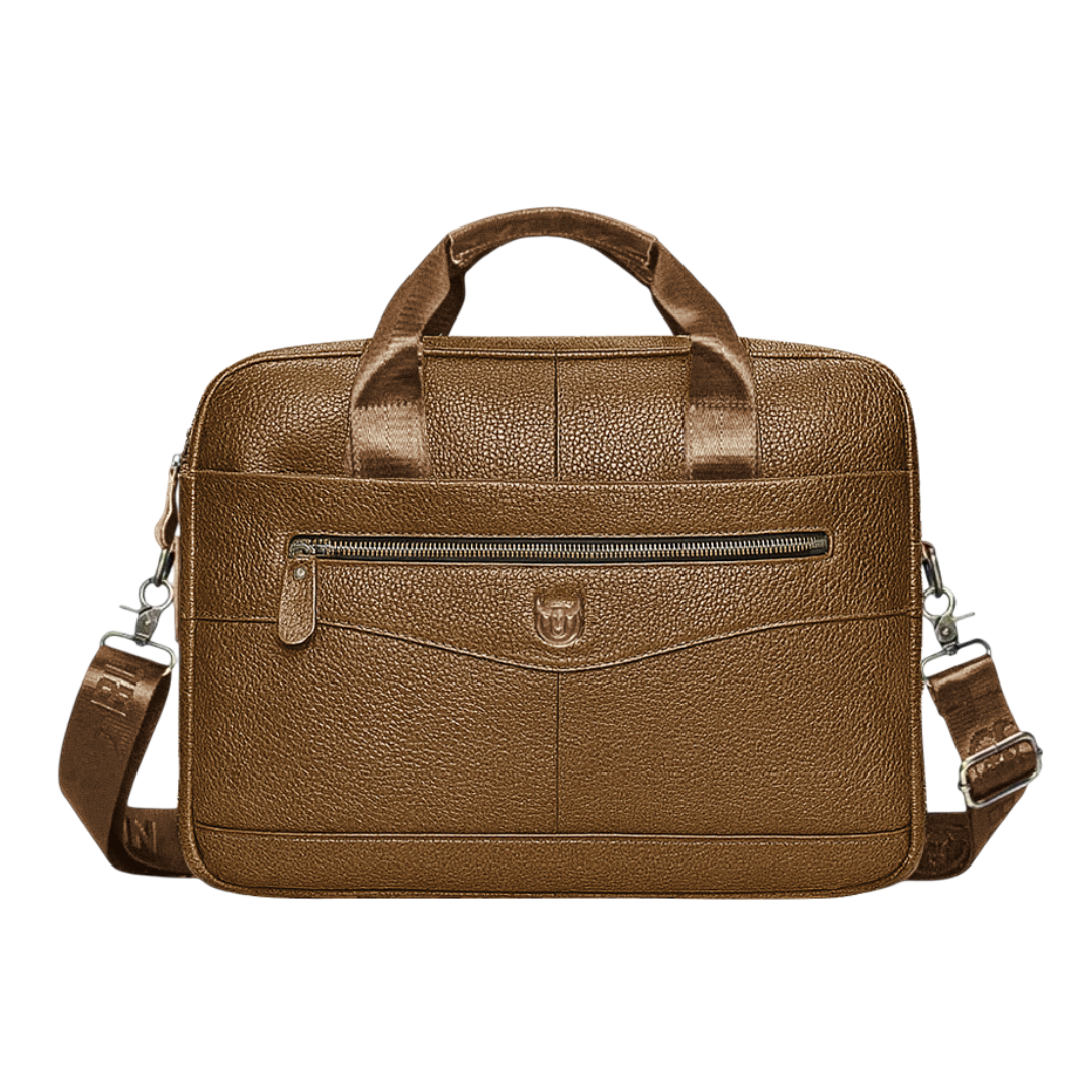 Mason | Professional Leather Laptop Bag with Curved Zip Detail