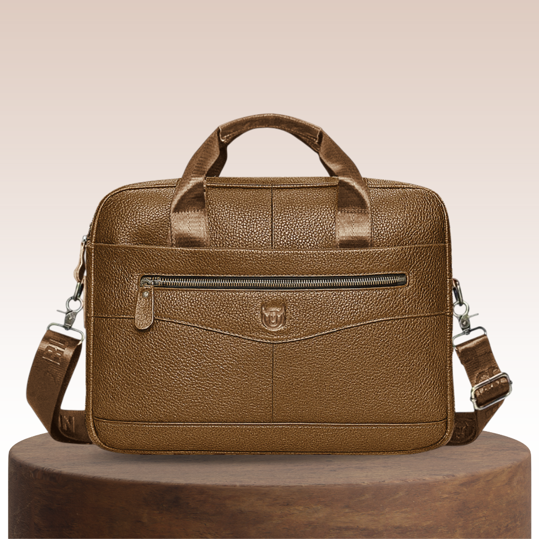 Mason | Professional Leather Laptop Bag with Curved Zip Detail