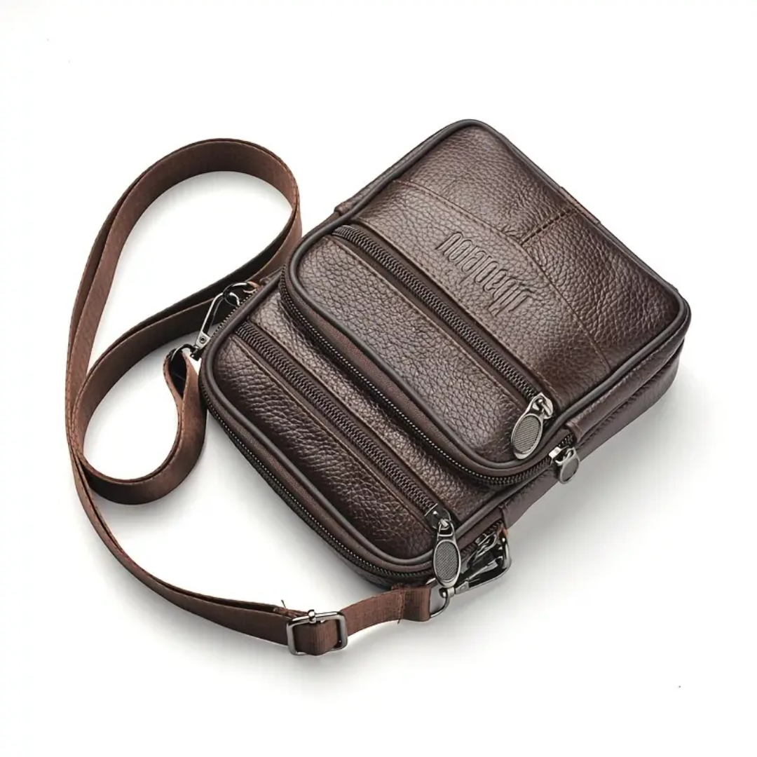Brian | Textured Crossbody with Triple-Zip Utility